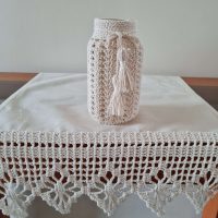 Botella decorada con tejido a crochet 4